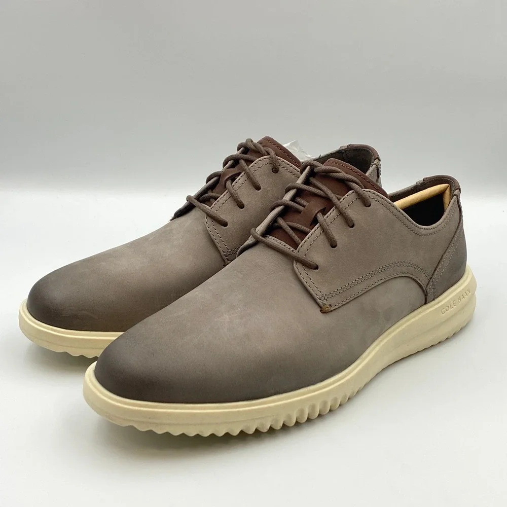 NEW Cole Haan Grand+ Plain Toe Leather Oxford Shoes Gray Men's Size 8.5 M C39823 - Picture 3 of 8